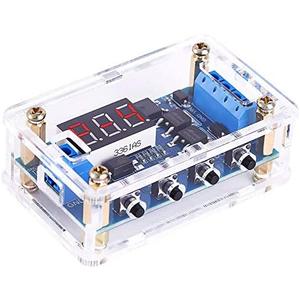 Programmable Timer Delay Relay Module DC 5V-36V Adjustable On/Off Cycle Timer Switch with Dual MOS Output Digital Display Emergency Stop Protective Case for Smart Home Automation DIY Electronics