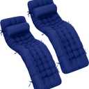 Tudomro 66'' Outdoor Chaise Lounge Cushion Waterproof Patio Pool Chaise Lounge Cushion with Headrest Pillow Tie Fade Resistant Replacement Longue Rocking High Back Chair(Blue,2 Pcs), about 66 x 20.9 x 3.9 inches