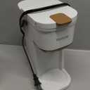 Single Serve One Cup Coffee Maker, for K Cups and Grounds, Mini Coffee Maker with Portable Handle, 6 to 12 Oz Brew Size, for Travel, Camping, Office, RV and Dorm, 120V, White and Brown