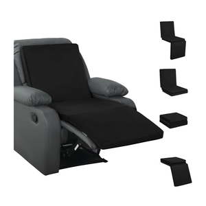 HOMBYS 3-in-1 Recliner Seat Cushion with Lumbar Support Pillow & Footrest, Multi-Functional Adjustable Height 2" to 6" for You to Choose, Non-Slip Foam Chair Cushion for Elderly, Black