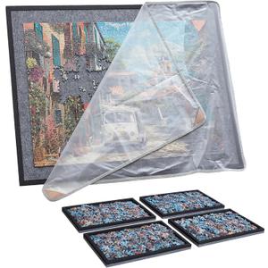 Puzzle Board with 4 Sorting Trays Dark Grey, 500-1000pcs With Tray