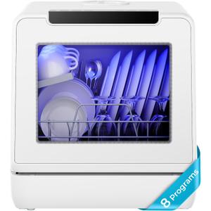 EUHOMY Portable Dishwasher Countertop Dishwashers, 8 Programs Mini Dishwasher, 5L Built-in Water Tank and Inlet hose, Self Clean, Baby Care, Air Dry Function, for Apartments & RVs, No Hookup Needed
