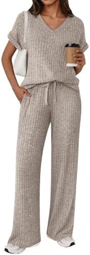 LILLUSORY Womens 2 Piece Lounge Sets 2026 Summer Vacation Outfits Airport Travel Resort Wear Beach Matching Spring Sweatsuit M