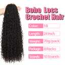 Soft Boho Locs Crochet Hair for Black Women-24 Inch 8 Packs Goddess Faux Locs Crochet Human Hair Feeling Pre Looped with Curly Ends (1B, 24 Inch(Pack of 8))