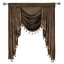 OYRING Chocolate Velvet Waterfall Valance for Window - Rod Pocket Valances for Bedroom and Living Room (1 Panel, Brown, W89 Inch)