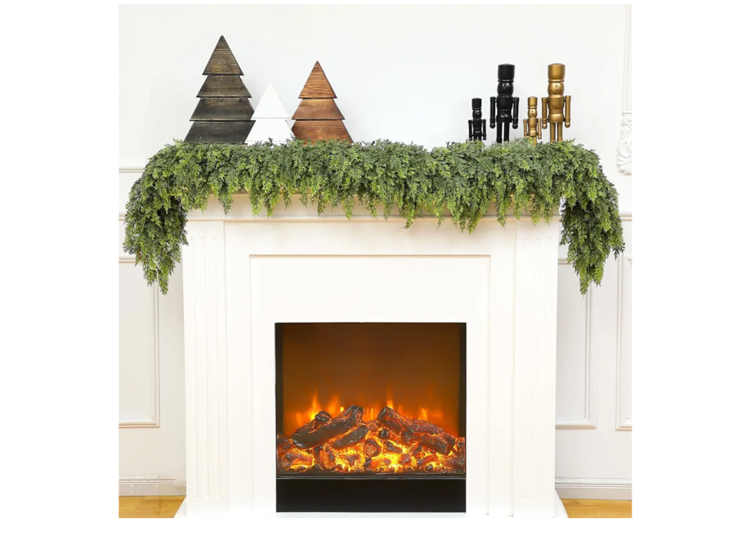 Waydress 2 Pcs 6ft Christmas Cedar Garland Artificial Realistic Soft and Thickness Green Faux Fake Full Cedar Pine Garland for Fireplace Mantel Table Doorframe Indoor Outdoor Xmas Holiday Decoration