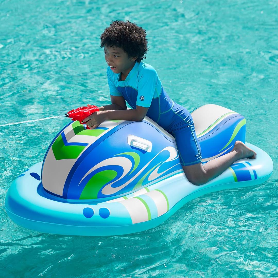 SLOOSH Inflatable Jet Ski Pool Floats Kids, Pool Floaties with Water Gun, Water Fight Toys, Inflatable Battle Blaster Fun for Summer