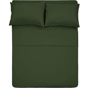 Best Season 4 Piece Bed Sheet Set (Queen Size Olive Green) 1 Flat Sheet,1 Fitted Sheet and 2 Pillow Cases,100% Brushed Microfiber 1800 Luxury Bedding,Deep Pockets,Extra Soft & Fade Resistant