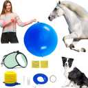 Horse Herding Ball Toy for Dogs with Ears, 16 ft Retractable Dog Leash, Hand Pump and 2 Repair Tapes, Anti-Burst Training Soccer Mega 27” Blue Heelers Pet Play Ball for Dog Equine Shepherd Goat