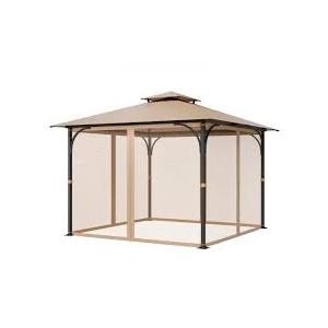 Gazebo Universal Replacement Mosquito Netting, 10' x 10' Outdoor Canopy Net Screen 4Panel Sidewall Gazebo Curtains, with Zippers, Easy to Install, Fit for Most Gazebos 10x10 Canopy，Patio（Khaki）