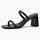Women's Square Open Toe Heeled Sandals Two Strap Mules Slip On Block Chunky Mid Heels Sandals 50+ bought in past month Size 9