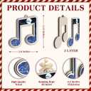 5 x Music Note Xmas Ornament - Musical Notes Ornaments for Musicians, Music Lovers, Men & Women - Santa Secret, Gift Exchange Idea - Chirstmas Night Song Themed Decorations, 2 Layer Wood