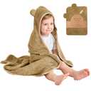 Toddler Bath Towel for Boys & Girls - Soft Baby Bath Towels with Cute Bear Ears - Cozy Baby Towels, Toddler Towels for Newborn, Infant & Toddler - 600 GSM, 35x35 inch (Brown Sugar)