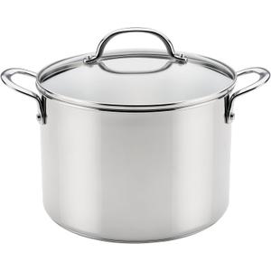 Farberware Millennium Stainless Steel Stockpot with Lid, Induction Ready, Compatible with All Cooktops, Metal Utensil Safe, 8 Quart Dutch Oven, Dishwasher Safe - Stainless Steel