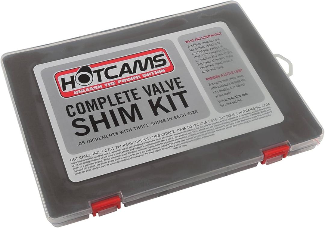 Hot Cams HCSHIM02 Complete Shim Kit Compatible with/Replacement for Arctic Cat ATV DVX 400 /Honda CRF 450R CRF450X TRX 450ER TRX 450R /Kawasaki KFX 400 KFX 450R KLX 450R KX 450F/Suzuki