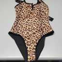 SUUKSESS Women Sexy Tummy Control One Piece Swimsuits High Cut Bathing Suit 2026 (Small, Leopard Black)