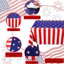 2 x 4th of July Tablecloth, 2 Pack American Flag Patriotic Theme Decorations, Disposable Plastic Tablecloths, 4th 0f July Table Decor for Independence Day and Memorial Day Decorations, 54 x 108 Inch