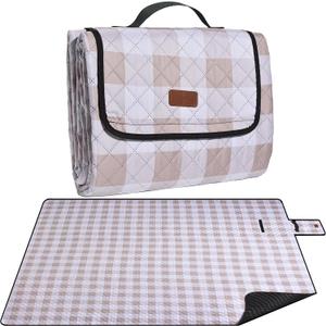Extra Large Picnic Blanket 80''x 80'' Waterproof Foldable Picnic Mat for Beach, 5-Layer Outdoor Blanket for 6 to 8 Adults,Camping Grass Lawn Park Accessories Couple Park Wedding Registry(Brown)