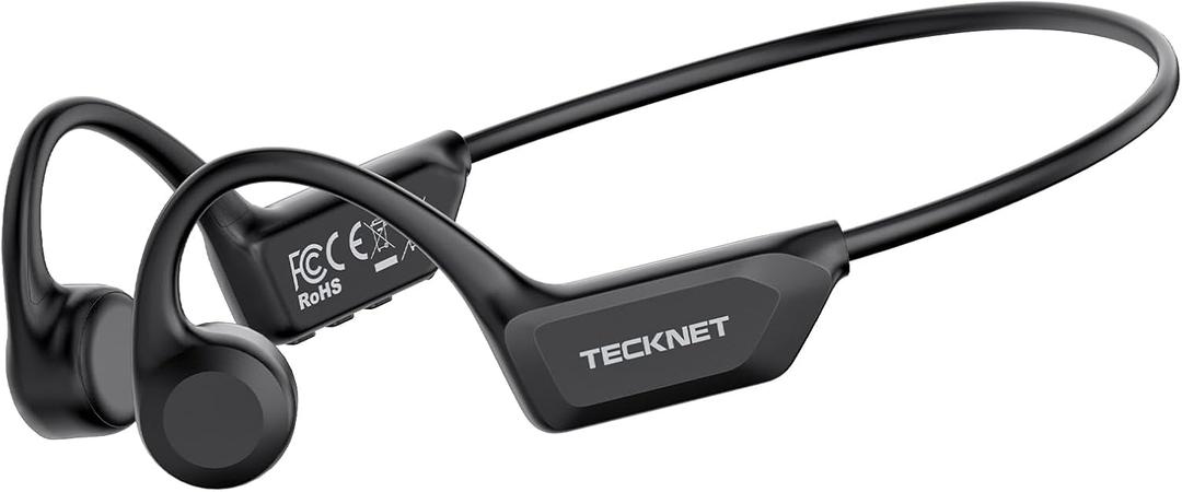 TECKNET Bone Conduction Headphones, Bluetooth V6.0 Open Ear Headphones, Wireless Headphones 10H Playtime & IPX5 Waterproof, Comfortable Fit Built-in Mic, Sport Headphone for Running & Workout -Black