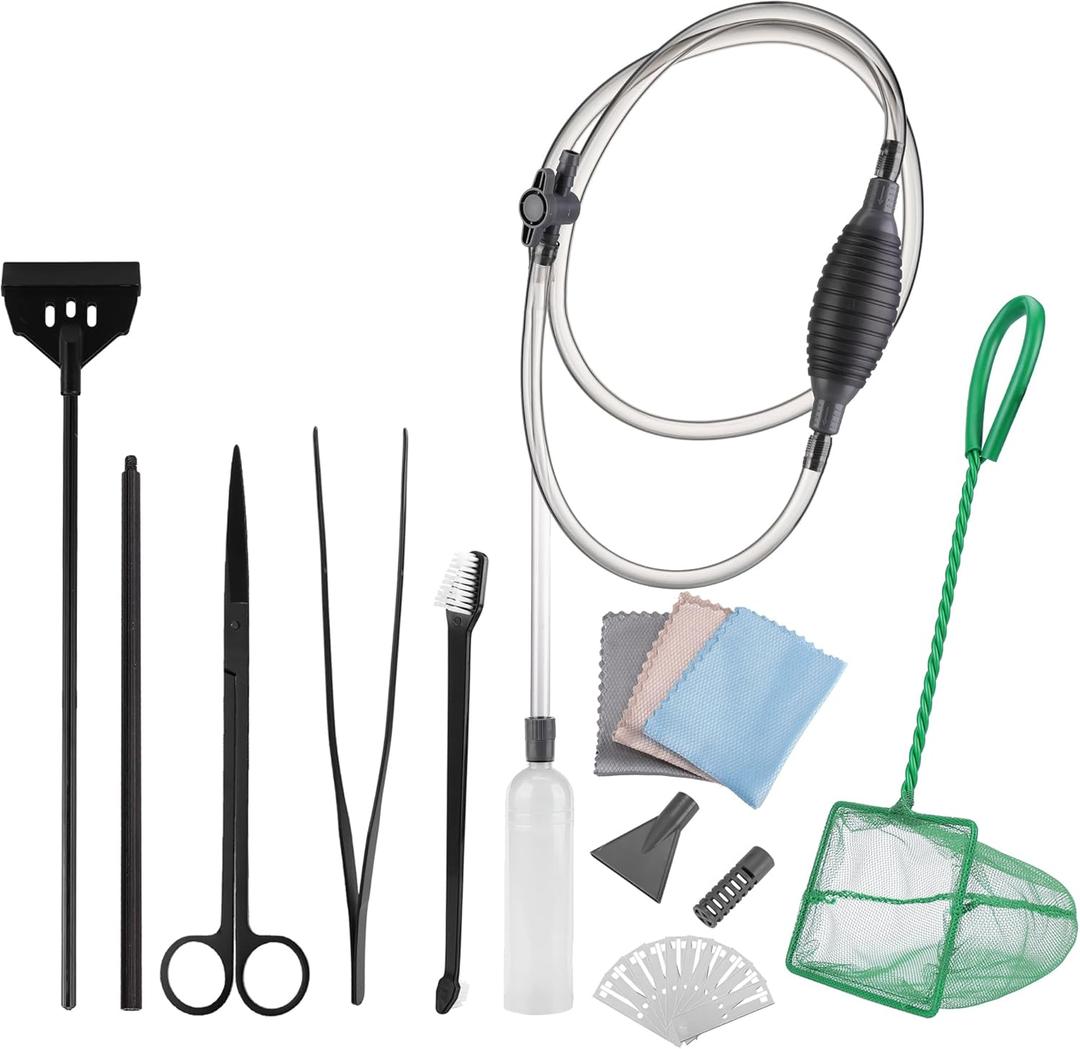 7 Pieces Fish Tank Vacuum Gravel Cleaner Kit with Aquarium Cleaning Kit, Gravel Vacuum for Aquarium Water Change and Remove Dirt Sand