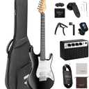 Fesley 39 Inch Electric Guitar: Beginner Electric Guitar Kit with HSS Pickup, Full Size Solid Body Guitar Starter Set with Amplifier, Bag, Strap, String, Cable, Picks, FST100, Black (39" Right Handed)
