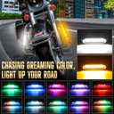 Motorcycle Highway Bar Lights Switchback Driving Crash Bar Lights Motorcycle Driving Lights Led Turn Signal Lights Dream Atmosphere Lights for 1-1/4 inch Crash Bar Touring Bikes (Silver)