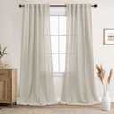 40x82 Inch Length Linen Back Tab Linen Blend Sheer Curtains for Bedroom