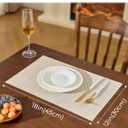 Leetaltree Beige Placemats Set of 6 - Heat Resistant Non-Slip Place mats for Dining Table, Washable Durable PVC Vinyl Woven Table Mats(Beige, 6)
