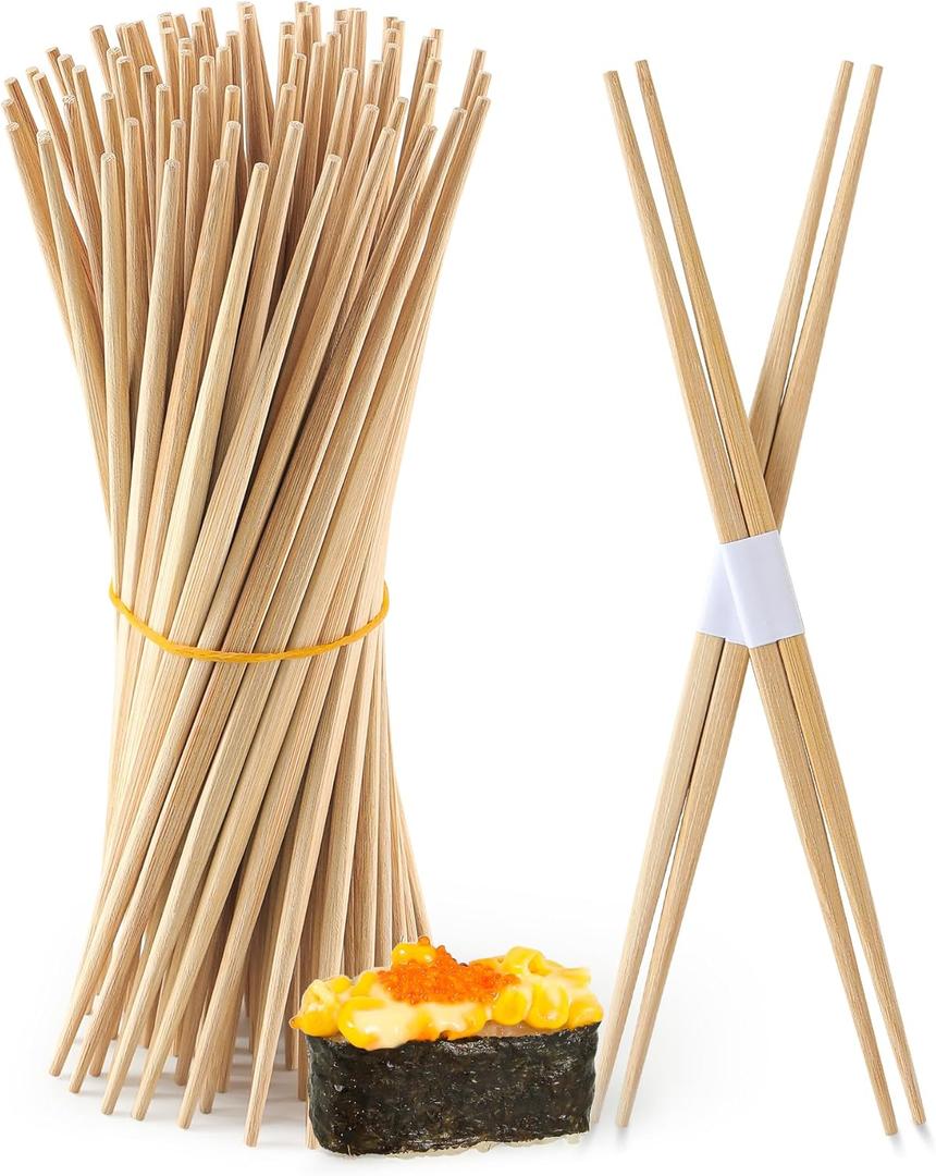 100Pairs Bamboo Chopsticks Disposable | Japanese | Sushi | Separated | Non Slip | Pointed Chopsticks-9.45in