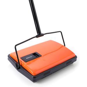 CLEANHOME Manual Carpet Sweeper for Pet Hair - Rotating Brush Floor Sweeper, Lightweight Push Broom for Classroom Rugs, Non-Electric Lint & Crumb Cleaner, Easy-Dump Dustbin, No Batteries Needed