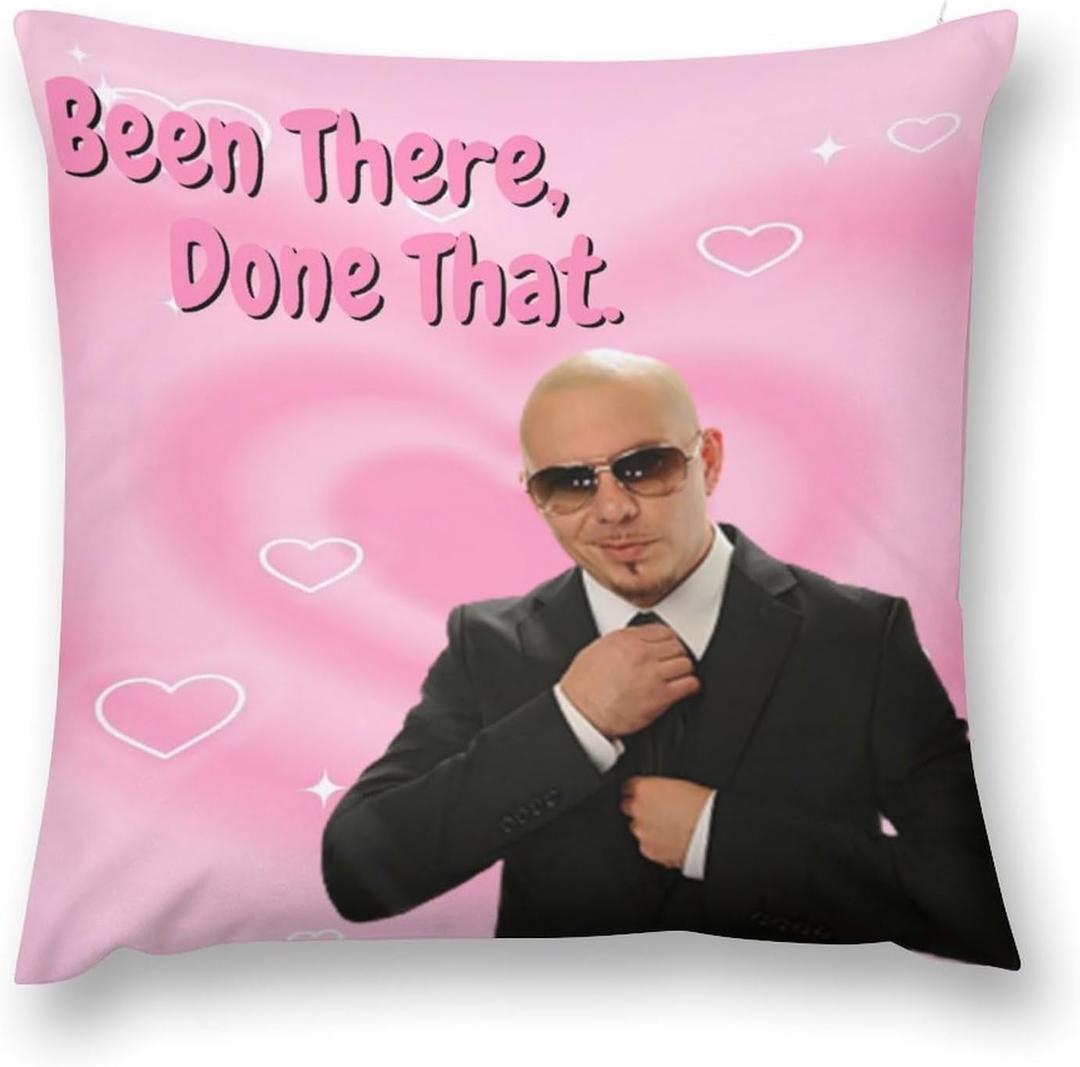 Mr. Worldwide, Been There, Done That Pillowcase Funny Meme Cushion Case Pillows Home Decorative Pillow Cover for Couch Bedroom 18x18 Inch (Style-5)