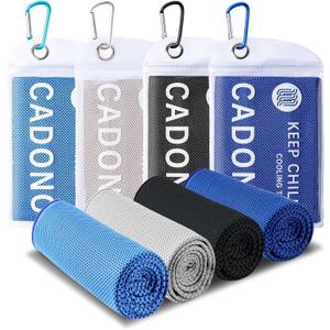4 Pack Cooling Towel (40"x12"), Soft Breathable Chilly Towel, Ice Towel, Microfiber Towel for Yoga, Sport, Running, Workout,Gym, Camping, Fitness, Workout & More Activities(Multicolor) (Light Blue/Grey/Deep Blue/Black)