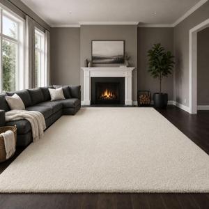 Ophanie Area Rugs 9x12 Living Room, Large Ivory Bedroom Carpet, Big Shag Indoor Thick Soft Nursery Rug, Fluffy Carpets for Boy and Girls Room Home Decor Aesthetic with Over 99 pcs Pile fibers