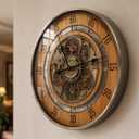 HOIBAI 24" Large Wall Clock with Natural Fired Wood & Metal