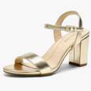 DREAM PAIRS Women's Chunky Heels Block Round Open Toe Ankle Strap Heel Fashion Wedding Party Comfort Dress Sandals Shoes, Size 9.5 USA