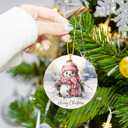 2 x Snow Man Christmas Ornaments for Christmas Tree Snow Man Tree Ceramic Ornament Hanging Snowmen Ornaments for Xmas Holiday Home Decor Gift Exchanges Idea Party Supplies(Snow1)