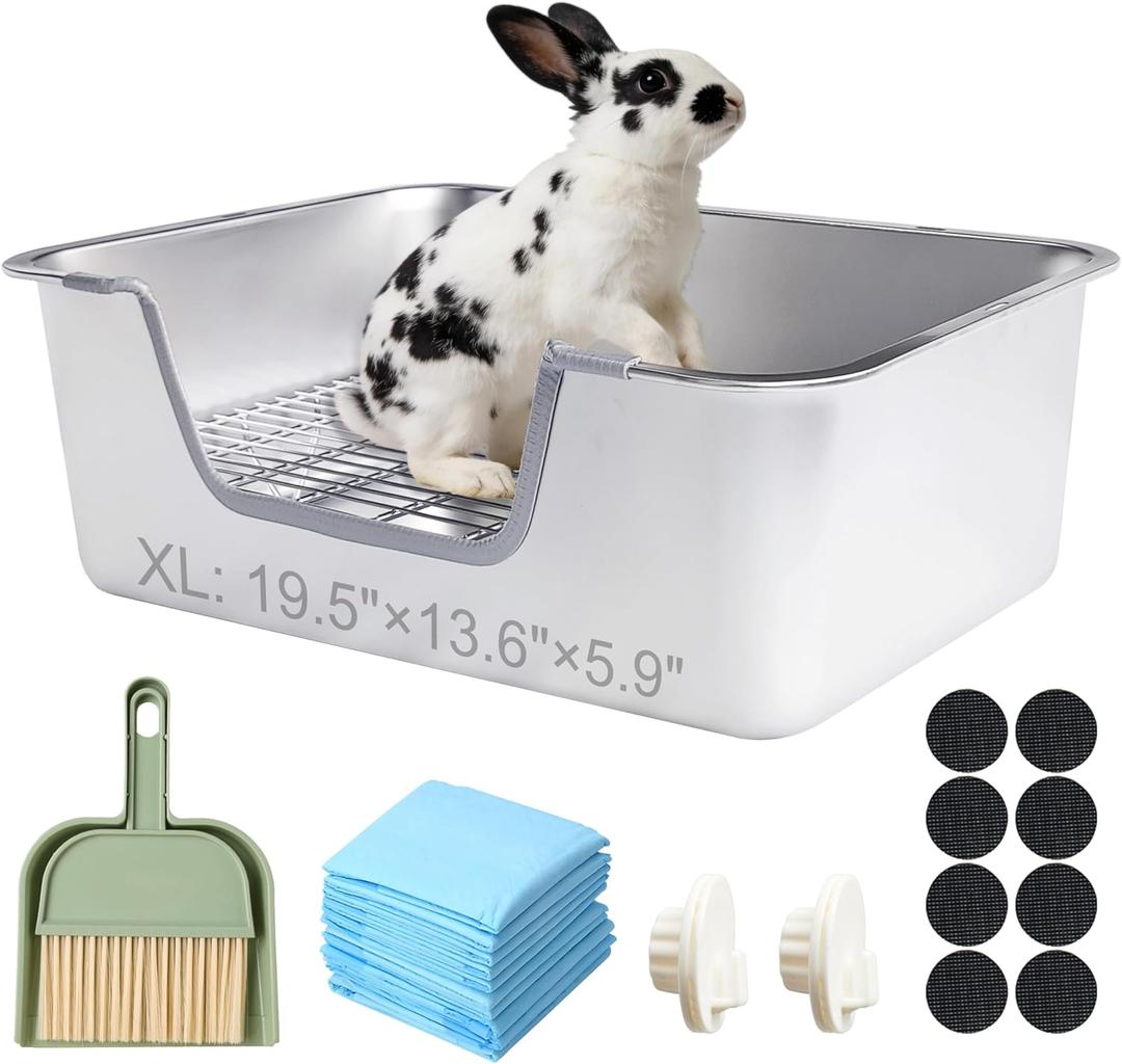 Stainless Steel Sifting Litter Box for Rabbit (XL)