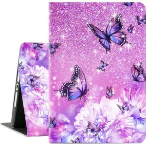 Case for iPad 9th Generation, iPad 8th Generation Case, iPad 7th Generation case, iPad Cases 9th Generation 10.2 inch Multi-Angle View Adjustable Stand Shockproof Auto Wake Sleep, Flower Butterfly