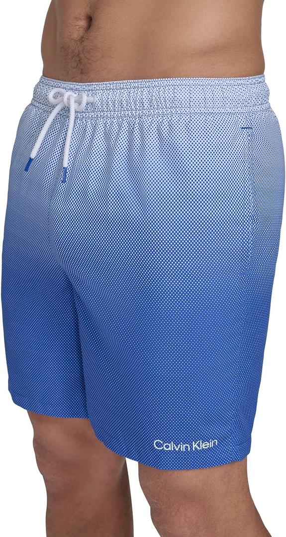 Calvin Klein Men's Volley Quick Dry Lightweight Swim Trunk (Medium, Blue)
