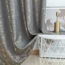 Taisier Home Gold Foil Print Linen Textured Curtains Geometric Dots Pattern Design Curtains for Bedroom Living Room Thermal Insulated Window Treatment 2 Panels 84" L,Dark Grey and Gold Drapes Print