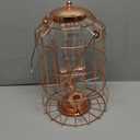 Squirrel Proof Bird Feeder for Outdoors Hanging (Metal Rose Gold) Bird Feeder with 4 Ports, Chew-Proof & Weather Resistant, Backyard Gift (10.25 x 6.25 x 6.25 inches)