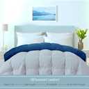 ROYALE LINENS Reversible Comforter - Twin Size Duvet Insert - All Season Soft Quilted Comforters with 8 Corner Tabs - Down Alternative Bedding Comforter - Duvet Insert (Navy/Silver, Twin 64"x84")