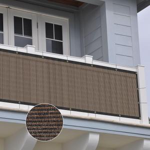 ZGR HOME&GARDEN 3' x 16' Privacy Fence Screen Heavy Duty Windscreen Cover Shade Net Cloth Fencing Fabric Mesh Tarp with Brass Grommets and Cable Zip Ties, 160 GSM 90% UV Blockage, Brown