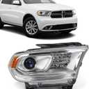 FIONE Halogen Headlight Assembly Compatible With Dodge Durango 2014-2020 Replacement Chrome Housing Headlights Without LED DRL Projector Passenger Right Side RH