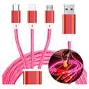 3 in 1 Light up Charging Cable,Multi LED Charging Cable,Light Up Charger Cord,3A USB Cable,Compatible with Most Smart Phones (Red (2m/6.5ft))