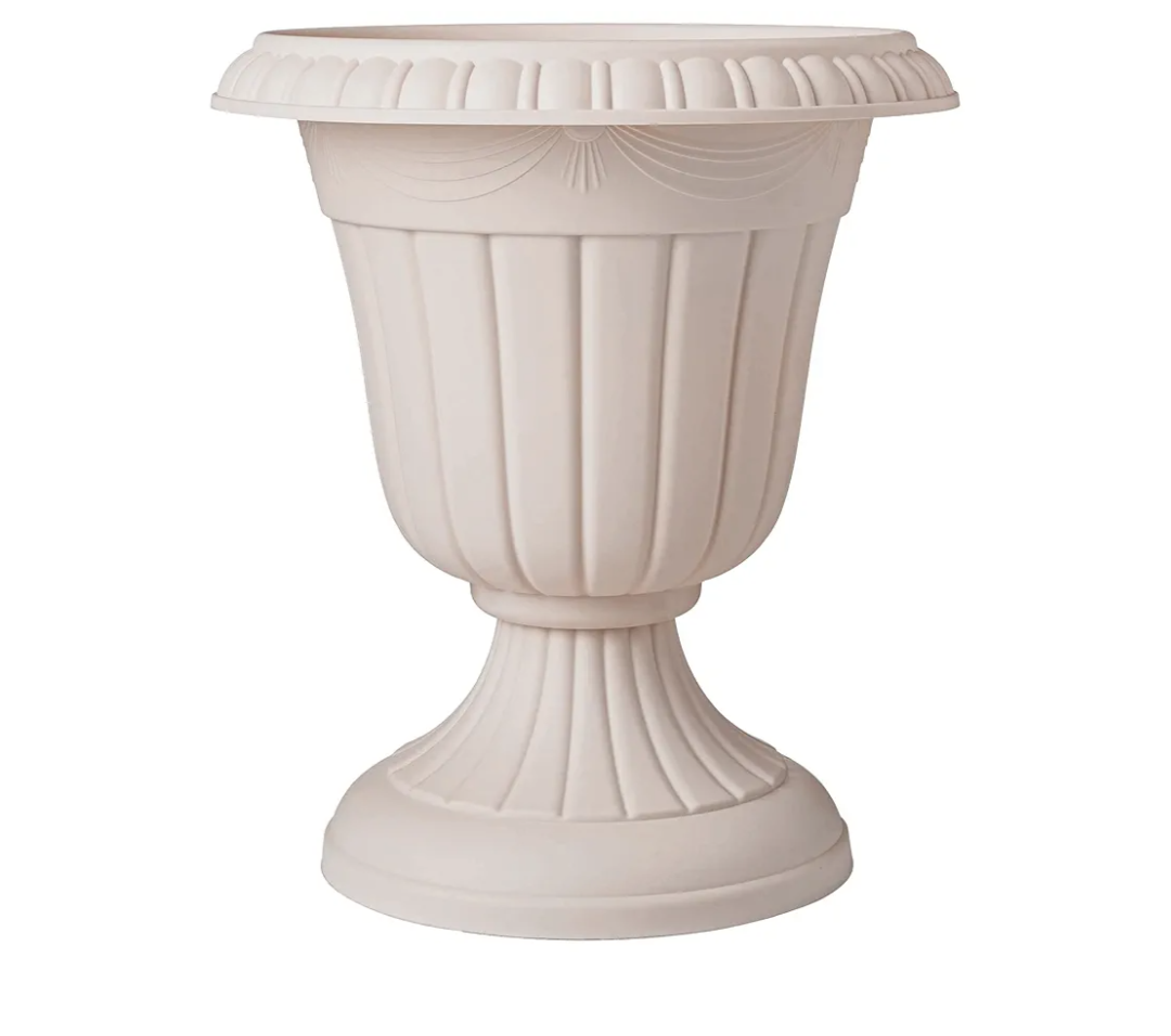 PL20TP Classic Traditional Plastic Urn Planter Indoor/Outdoor, 10" x 12", Taupe Pack of 2