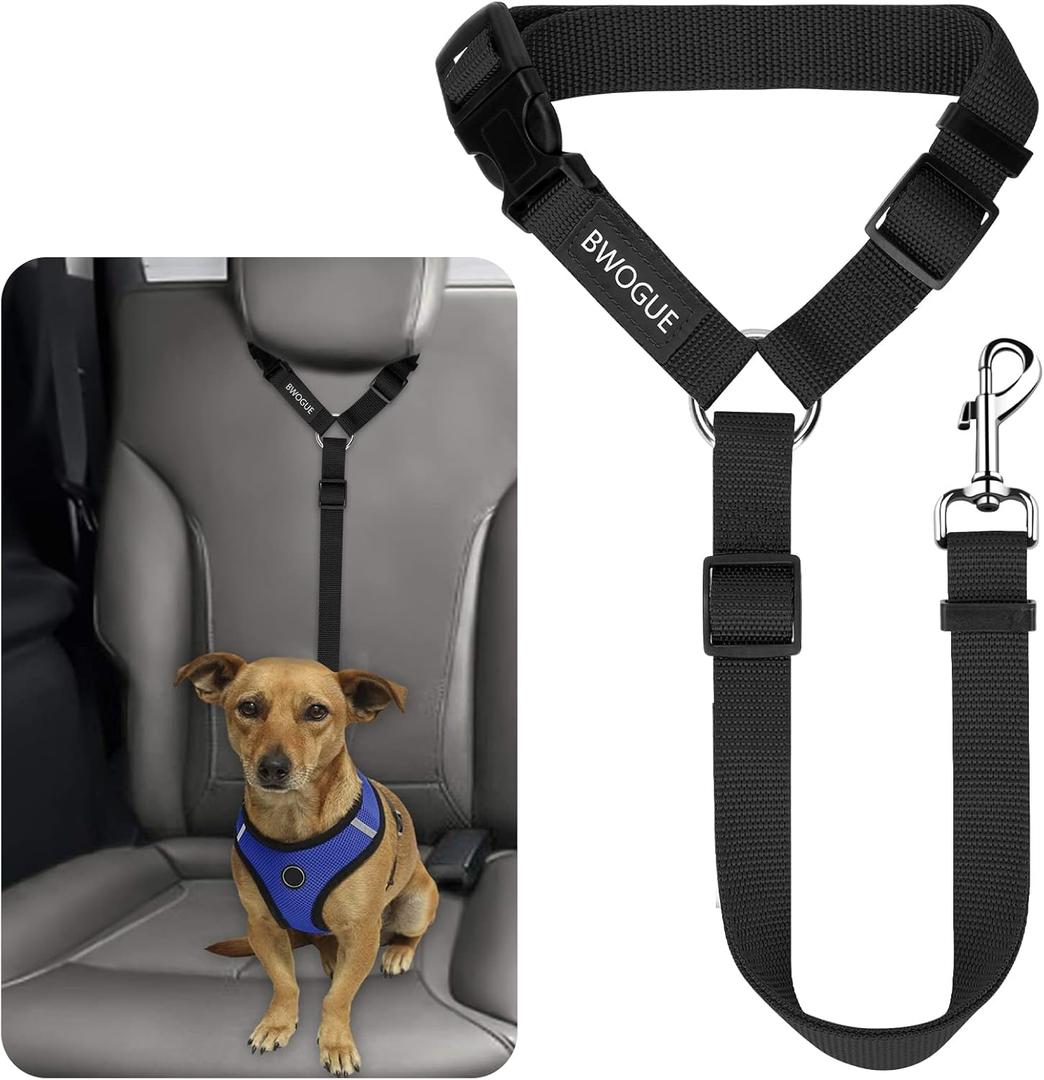 BWOGUE Pet Dog Cat Seat Belts, Car Headrest Restraint Adjustable Safety Leads Vehicle Seatbelt Harness (1 Pack) Not Elastic