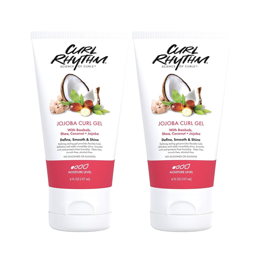 Jojoba Curl Gel - Defining Hair Gel for Bouncy, Nourished Waves - Curly Hair Styling Gel with Shea and Coconut - Sulfate Free - 2 pc (6 Fl Oz (Pack of 2))