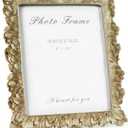 Cuspin 8x10 Picture Frame Vintage Gold Frames, Elegant Photo Frame with Glass Front, Palm Leaves Textured Hand-Crafted Resin Frame for Wall and Tabletop Display Home Decor (Feather Petal Gold)
