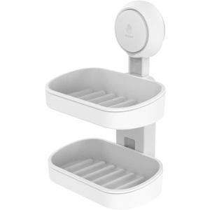 TAILI Shower Soap Holder Soap Dish, Suction Cup Soap Holder for Shower Wall, Bathroom Accessories, Removable Strong Hold, Drill Free,2 Tier Round, Ivory